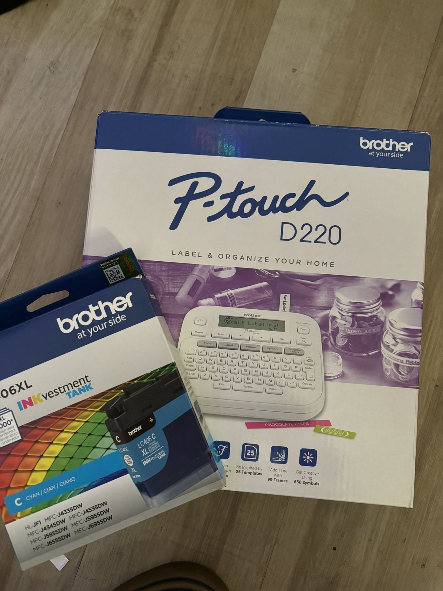 P Touch Label Printer And Extra Ink Cartridge