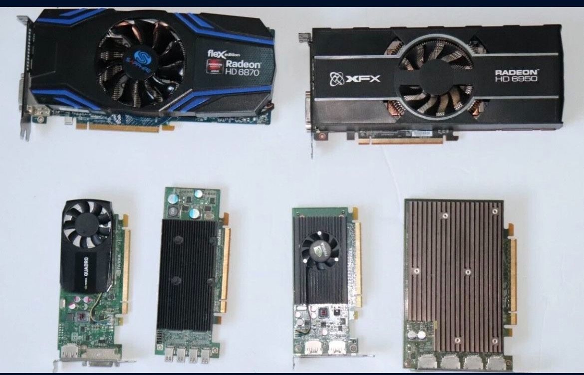 LOT of 6 graphics cards - (UNTESTED - SOLD AS IS) - NVIDIA / AMD graphics cards