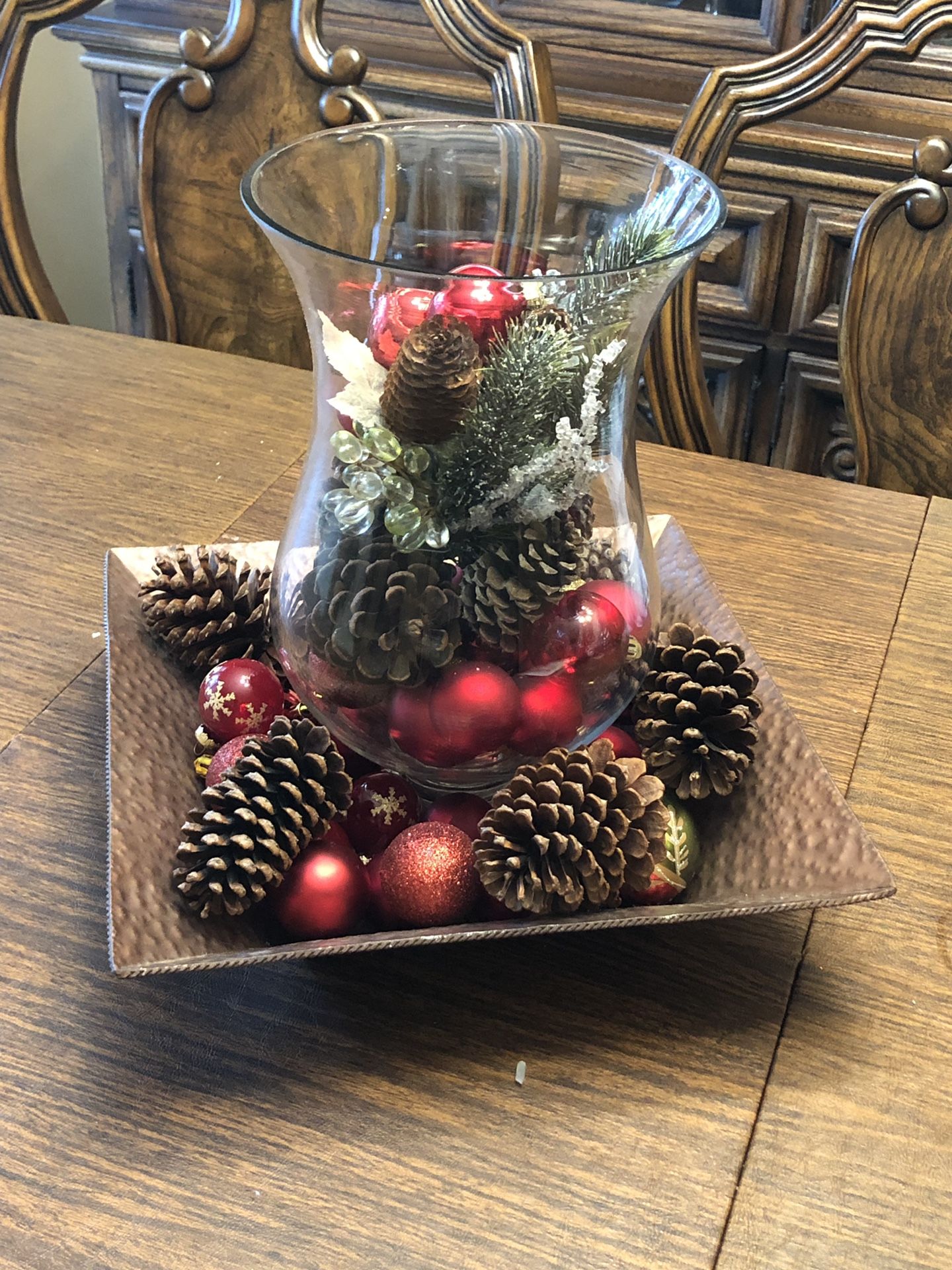Holiday centerpiece on tray
