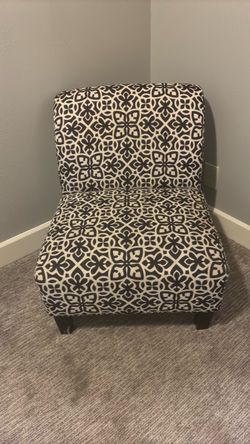 Armless Accent Chair Black White Floral