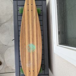 White wave bamboo longboard