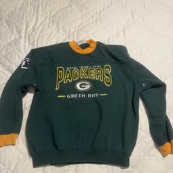 Vintage  Men’s Adult Large Green Bay Packers Lee Sports Crewneck Green Yellow Sweatshirt 