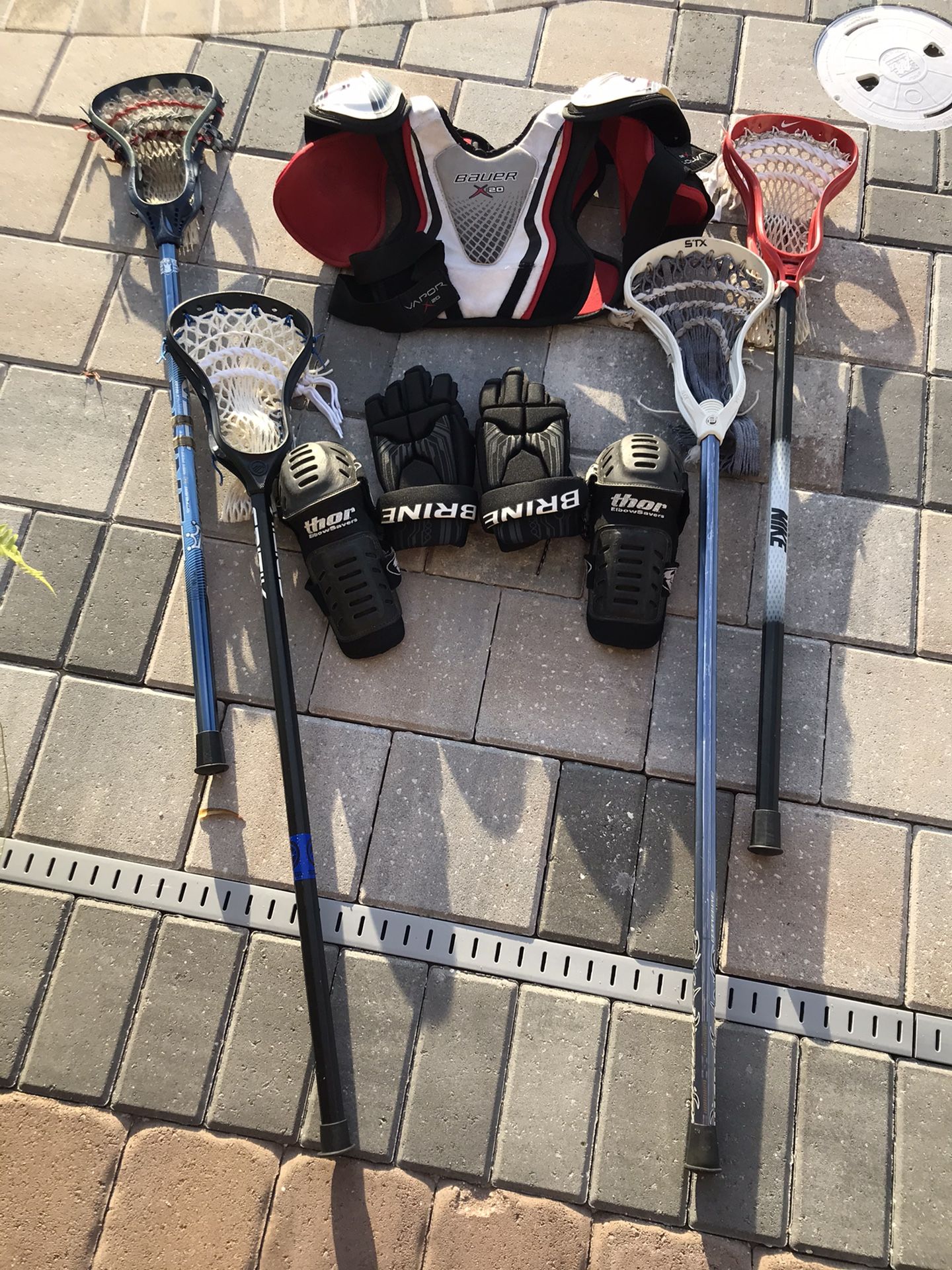 Boys Lacrosse Equipment . Sticks, pads, gloves