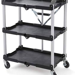 Olympia Tools 85-188 Pack-N-Roll Folding Collapsible Service Cart, Black, 50 Lb. Load Capacity per Shelf