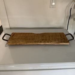 Wood Tray 25 in. with Metal Handle