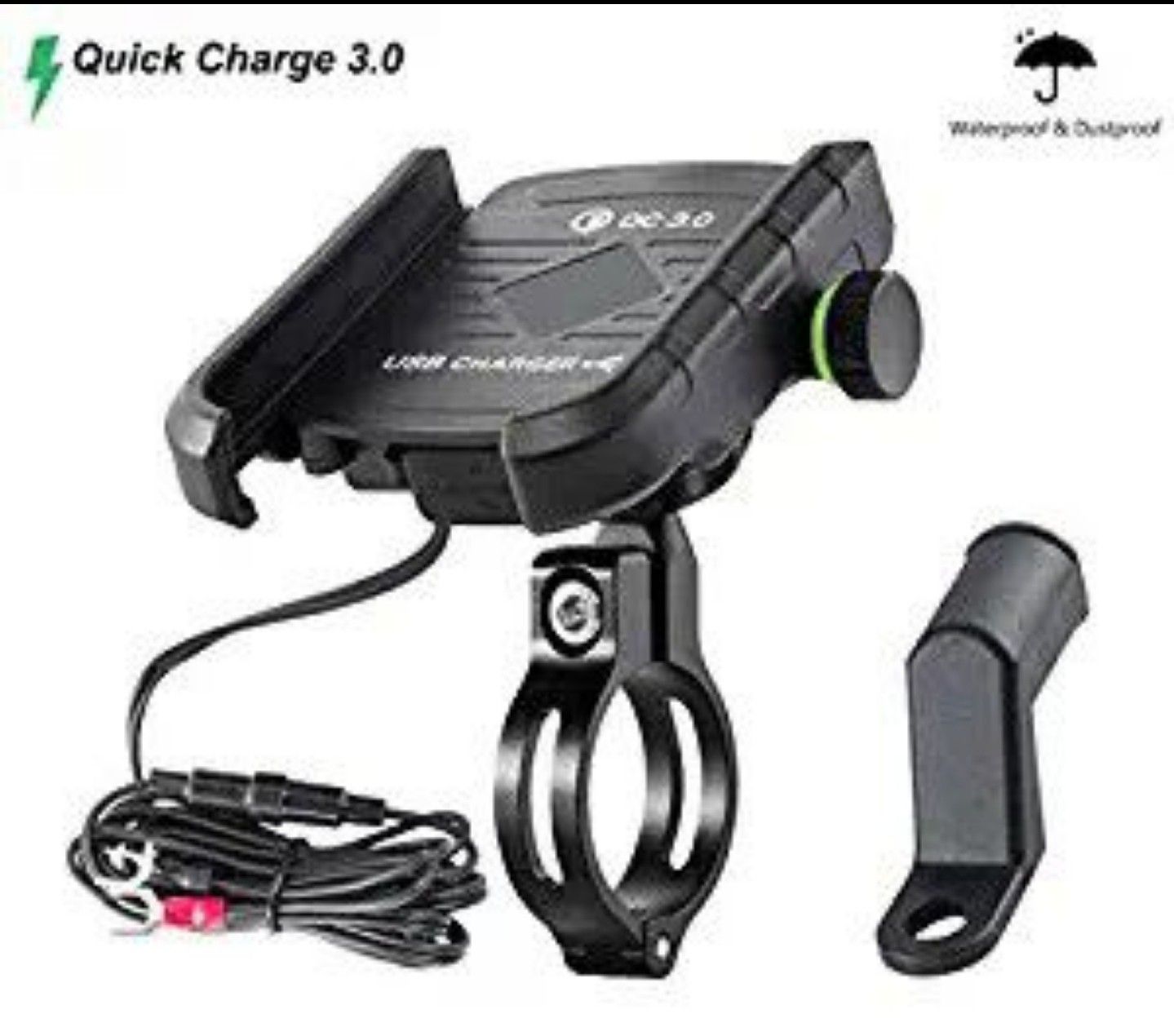 Waterproof Motorcycle Phone Mount with QC 3.0 USB Charger Socket Motorcycle Handlebar Charger