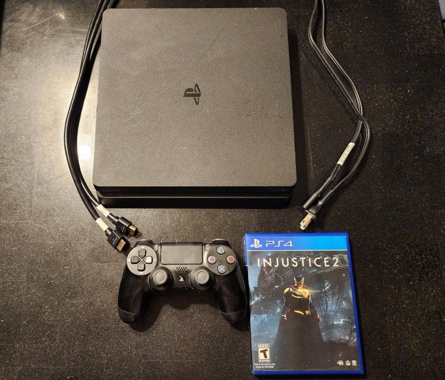 PS4 Slim Console, CUH-2115B, 1TB, Cords, 1 Sony Dualshock PS4 Controller, 1 Game, Excellent Condition 