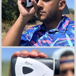 Golf Rangefinder with Slope & Pin Lock Vibration, 1000YD Golf Range Finder, 6X Magnification & HD LCD ， Rechargeable, with Magnetic Stripe,Laser Range