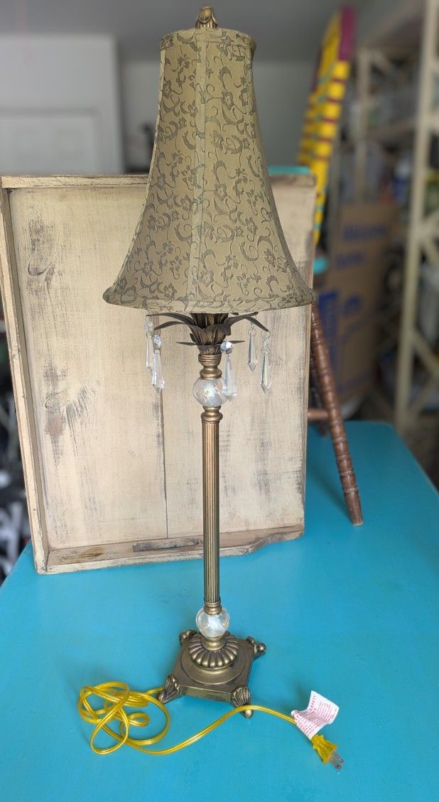Vintage Table Lamp Gold Pineapple Design with Charms