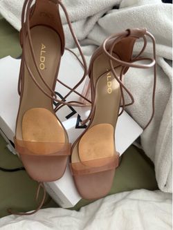 Aldo Nude Lace-Up Heels