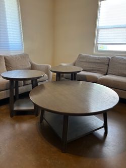 3-Piece Dark Wood Round Table Set