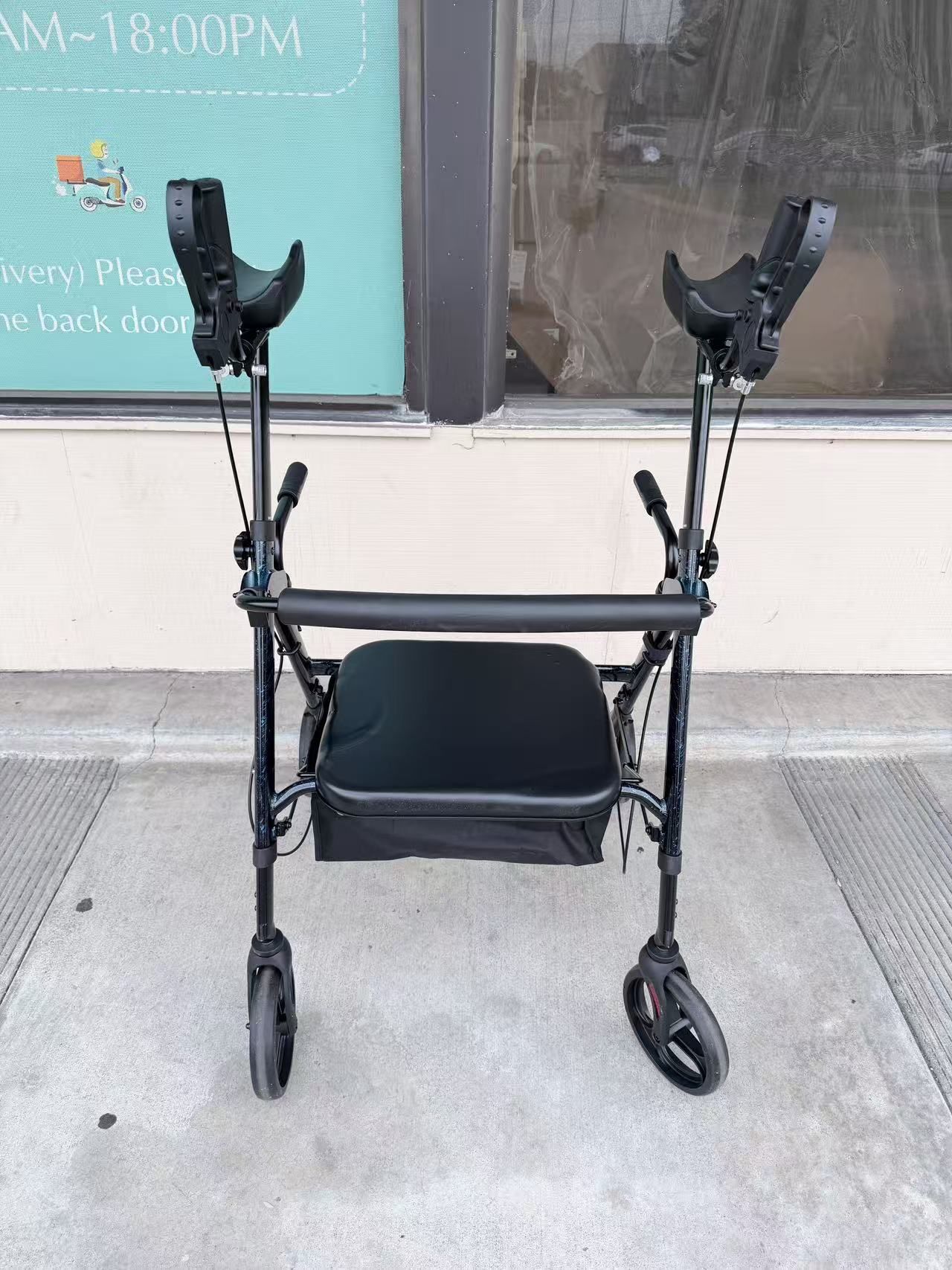 ELENKER Heavy Duty Upright Walker, Bariatric Stand Up Rollator Walker with Extra Wide Padded Seat & Backrest, Supports Up to 500 lbs, for Senior