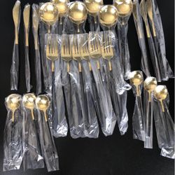 1 Set 24pcs Stainless Steel Cutlery Set. 6spoons/6forks/ 6knives/6teaspoons 