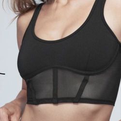 Alo Yoga Black Top Airbrush Mesh Corset Tank