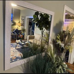 Beige farmhouse-style wall mirror  29” X 42”