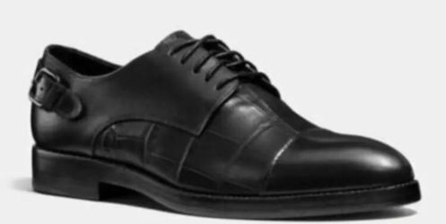 Coach Womens Waverly Patchwork Black Croc Calf Leather Ankle-High Oxford Sze 6M