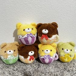 Tea cup bear Plush Mascot Keychains Toys