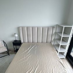 Queen Bed Frame with Upholstered Headboard – No Mattress