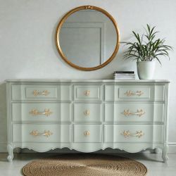 French Provincial Vintage Green Dresser 