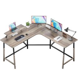 55'' L Shaped Gaming Table, Ergonomic Corner Computer Desk for Home Office Study Writing Workstation