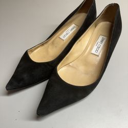 Jimmy Choo Amelia suede kitten heel pumps.