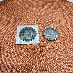1882 AND 1883  SILVER MORGAN CARSON CITY 2 COINS