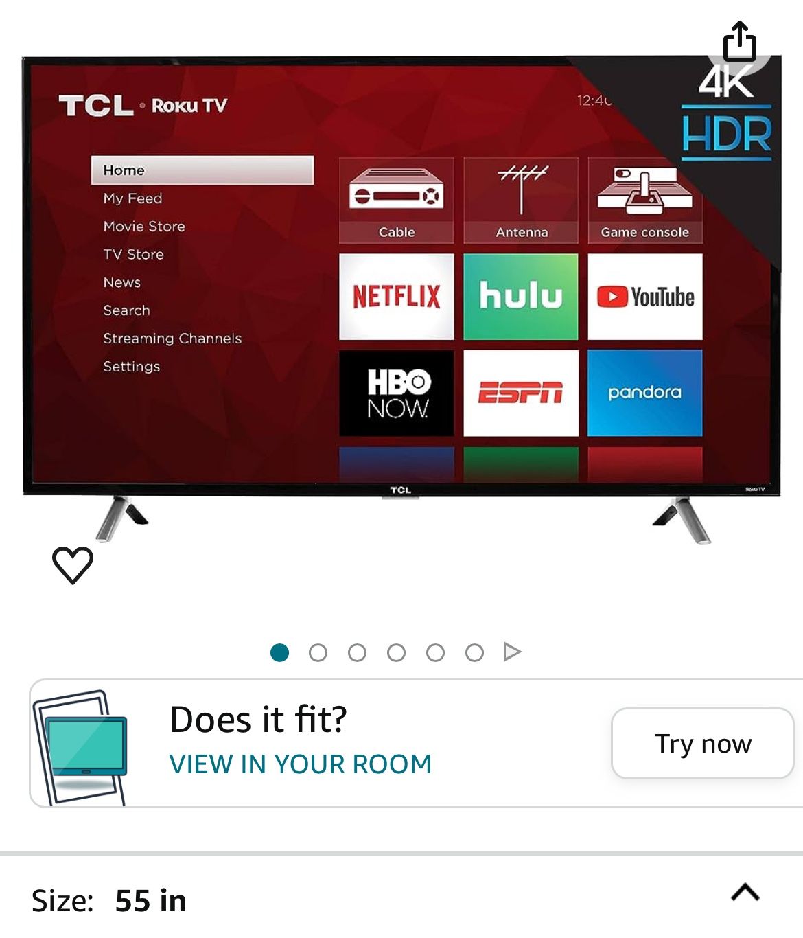 55” 4K HDR TV - TCL Roku Smart Tv 