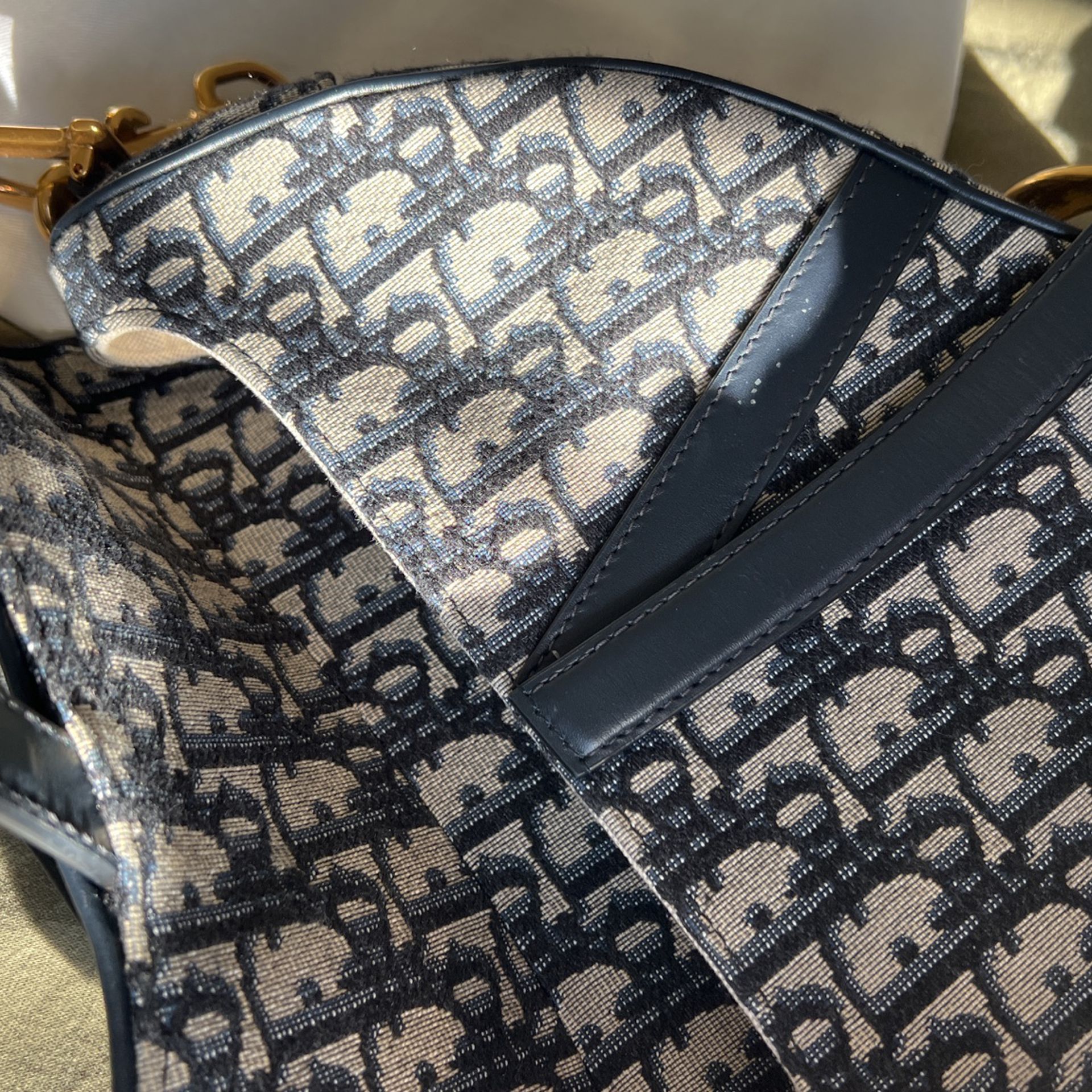 Preowned Christian DIOR SADDLE BAG WITH STRAP Blue Dior Oblique Jacquard  for Sale in Enfield, CT - OfferUp