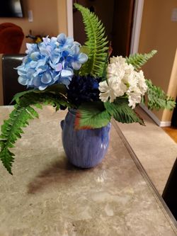 Hand painted acrylic pour pickle jar, blue/white