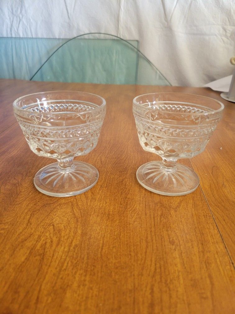 Vintage Footed  Glass Cups