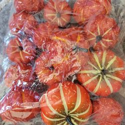 Pack Of 16 Dark Orange Fake Pumpkins Multi Size Halloween Thanksgiving Decorations