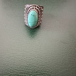Silver Ring With Turquoise Stone 