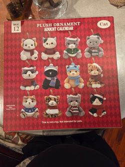 12 Set Plush Christmas ornamental cats