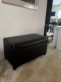Brown Faux Leather Storage Ottoman Bench