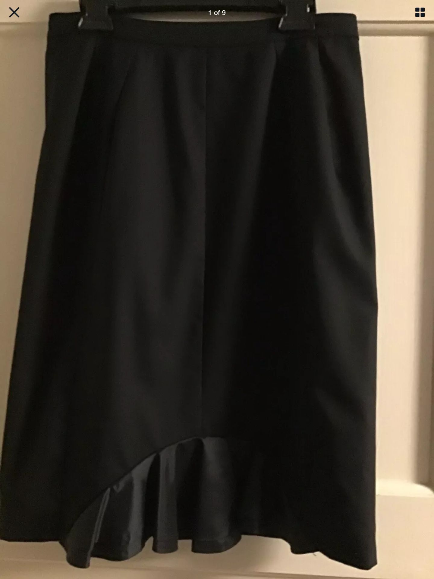SINCLAIRE 10 Solid Black Stretch Wool PALOMA Ruffle Pencil Skirt Size 4 $245