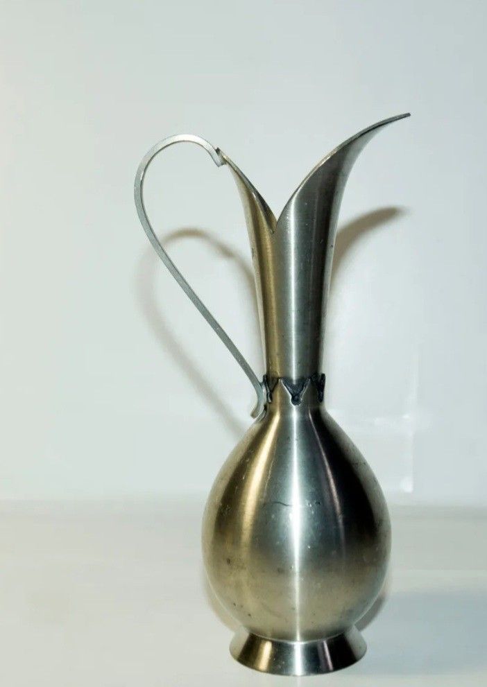 Vintage MCM Pewter Metal Pitcher Bud Vase Haugrud Norway Scandinavian
6"