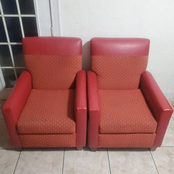 Pair of 2 Red Sofa Chairs