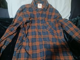 Levi's Button Up Collared Long Sleeve Flannel Shirt Blue/Orange Size Extra Large