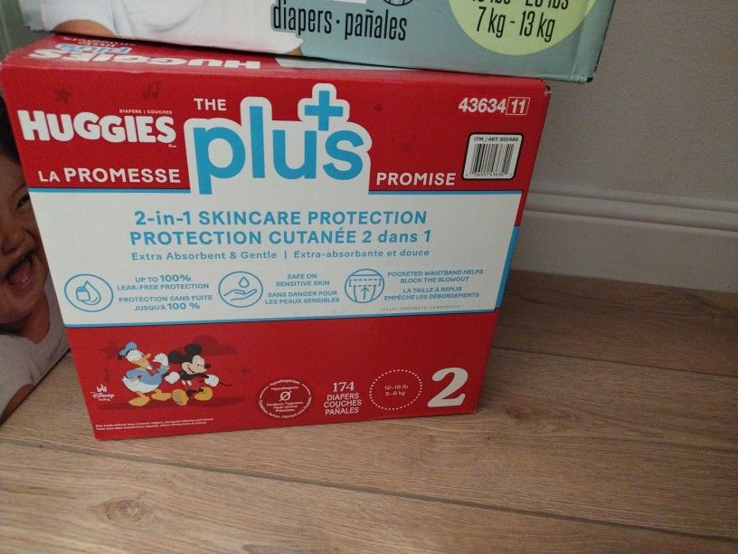 Unopened New Huggies Diapers Size 2