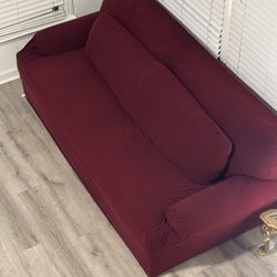Oversize Burgundy Couch – Super Comfy & Seats 4 – $40 OBO
