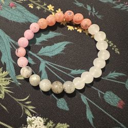 Strawberry & Rose Quartz, Moonstone, Labradorite Bracelet