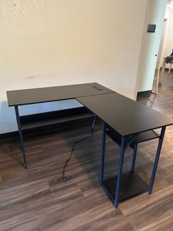 L shaped desk with outlets