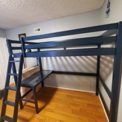 Wooden Loft Bed With Desk