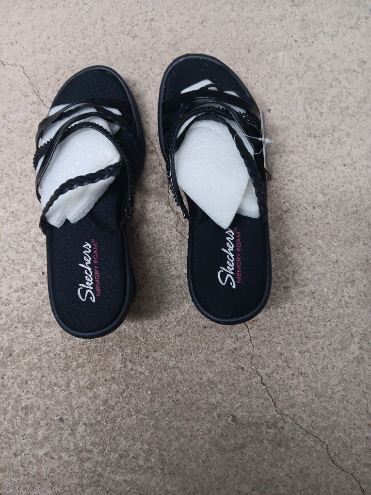 Skechers Cali Women's Rumblers-Social Butterfly Wedge Sandal