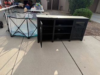 Black TV Stand with Side Cabinets