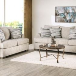 Brand New Cream Super Plush Sofa & Loveseat (Pillows Included)