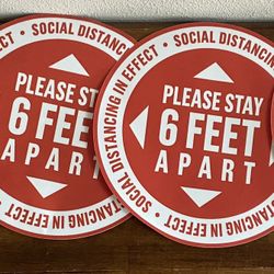 Four Social Distancing Circular Floor Decal Signs $5 for All  xox