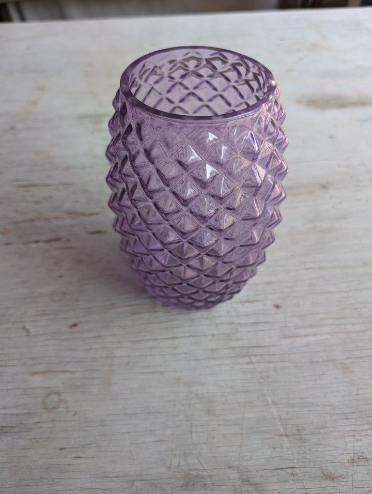 Vintage Purple Hobnail Blown Glass Vase