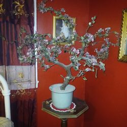 Vintage Chinese Bonzai Tree Cheery Blossom  Made Of  Glass
