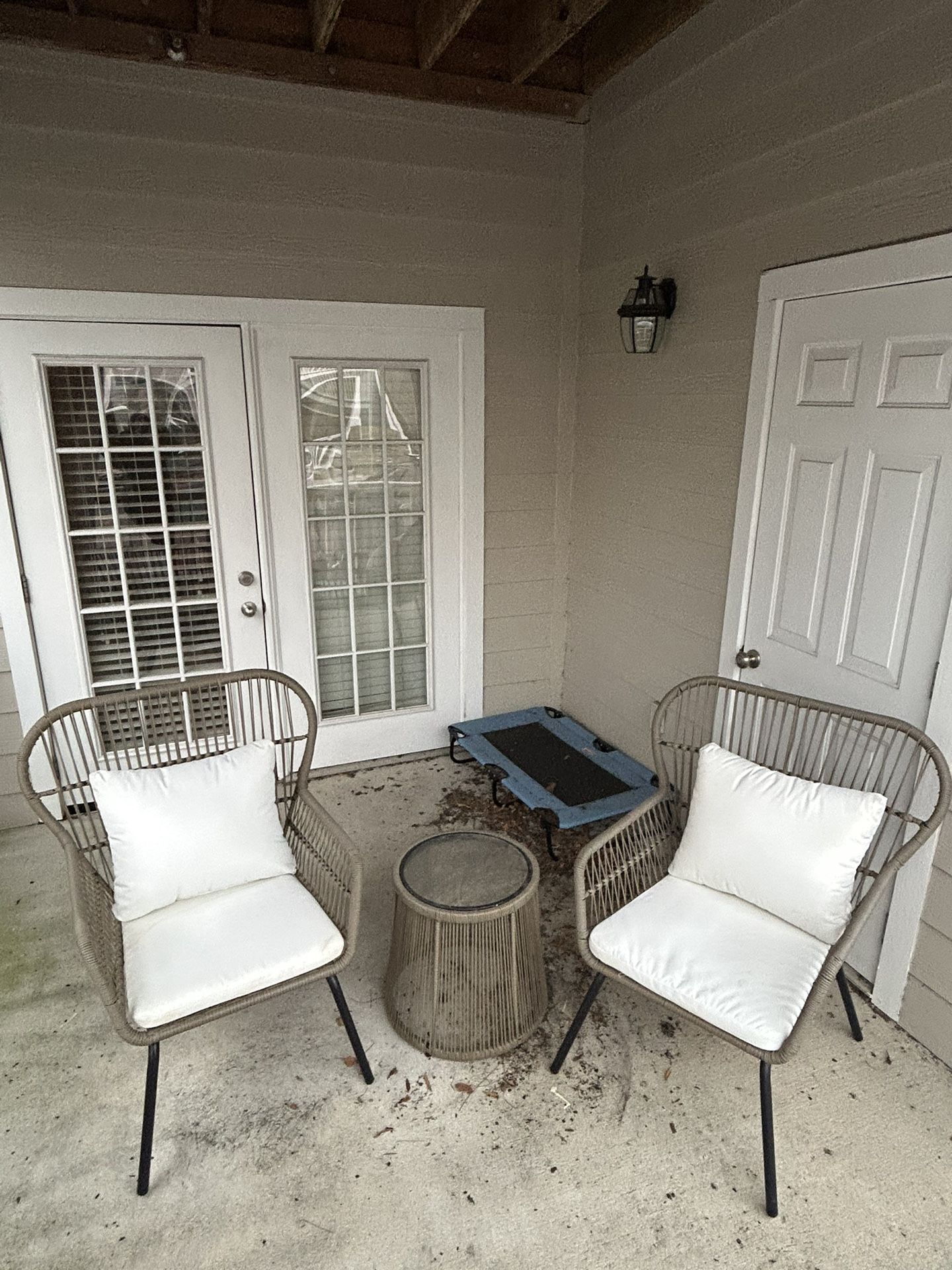 Outdoor Patio Furniture- 2 Chairs And Side Table